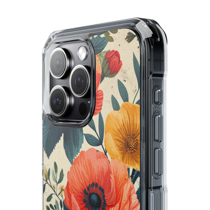 Vibrant Botanical Poppies - Clear Impact iPhone 15 Phone Case