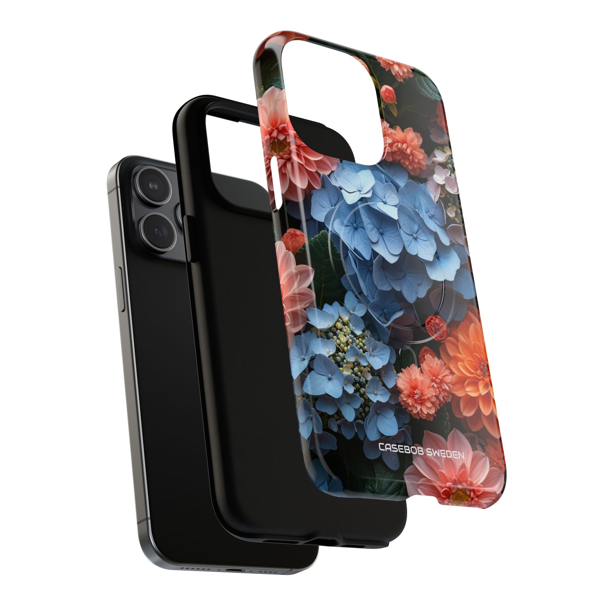 Blue Floral Bliss - Tough + MagSafe® iPhone 15 Phone Case