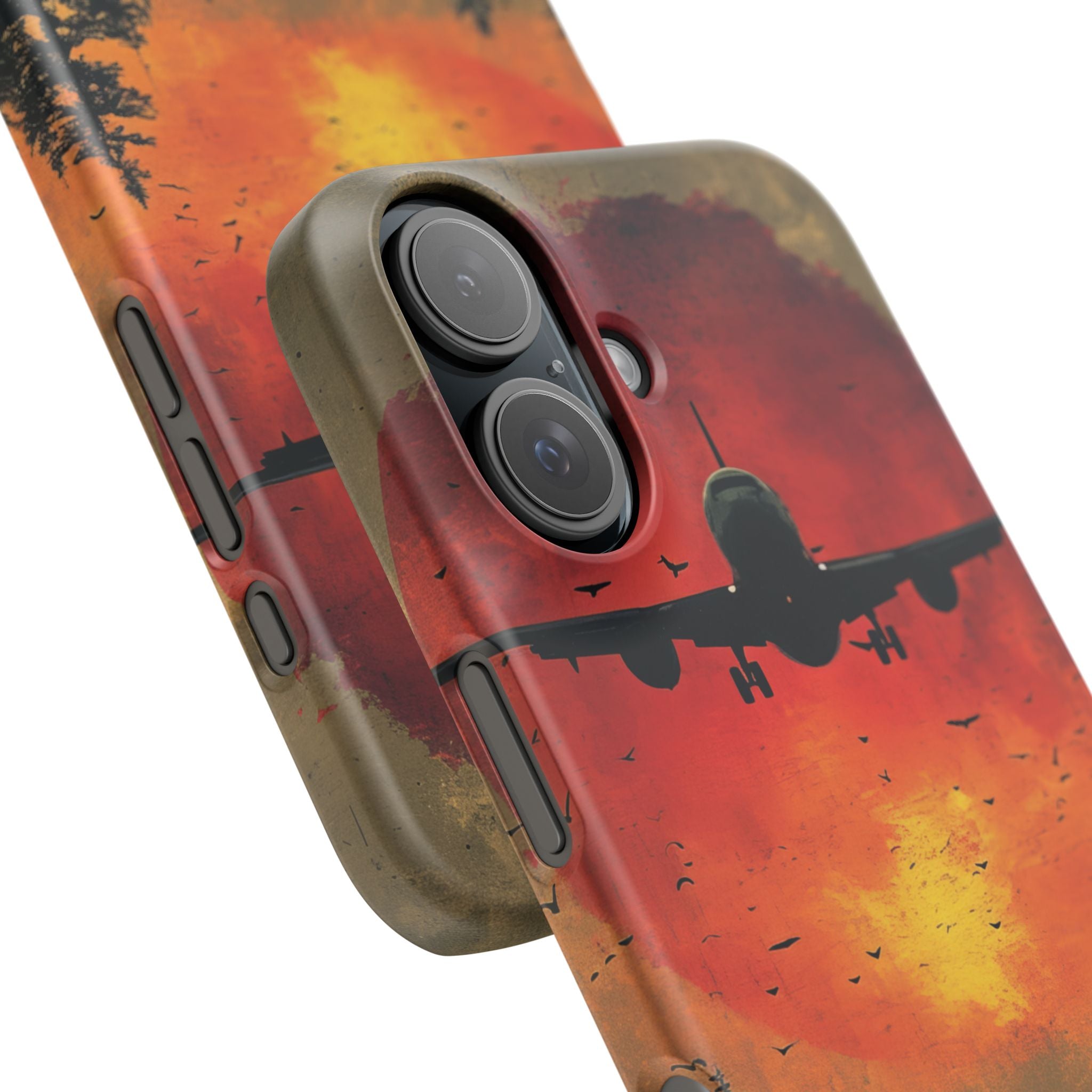 Vintage Sunset Airplane Silhouette iPhone 16 - Slim Phone Case