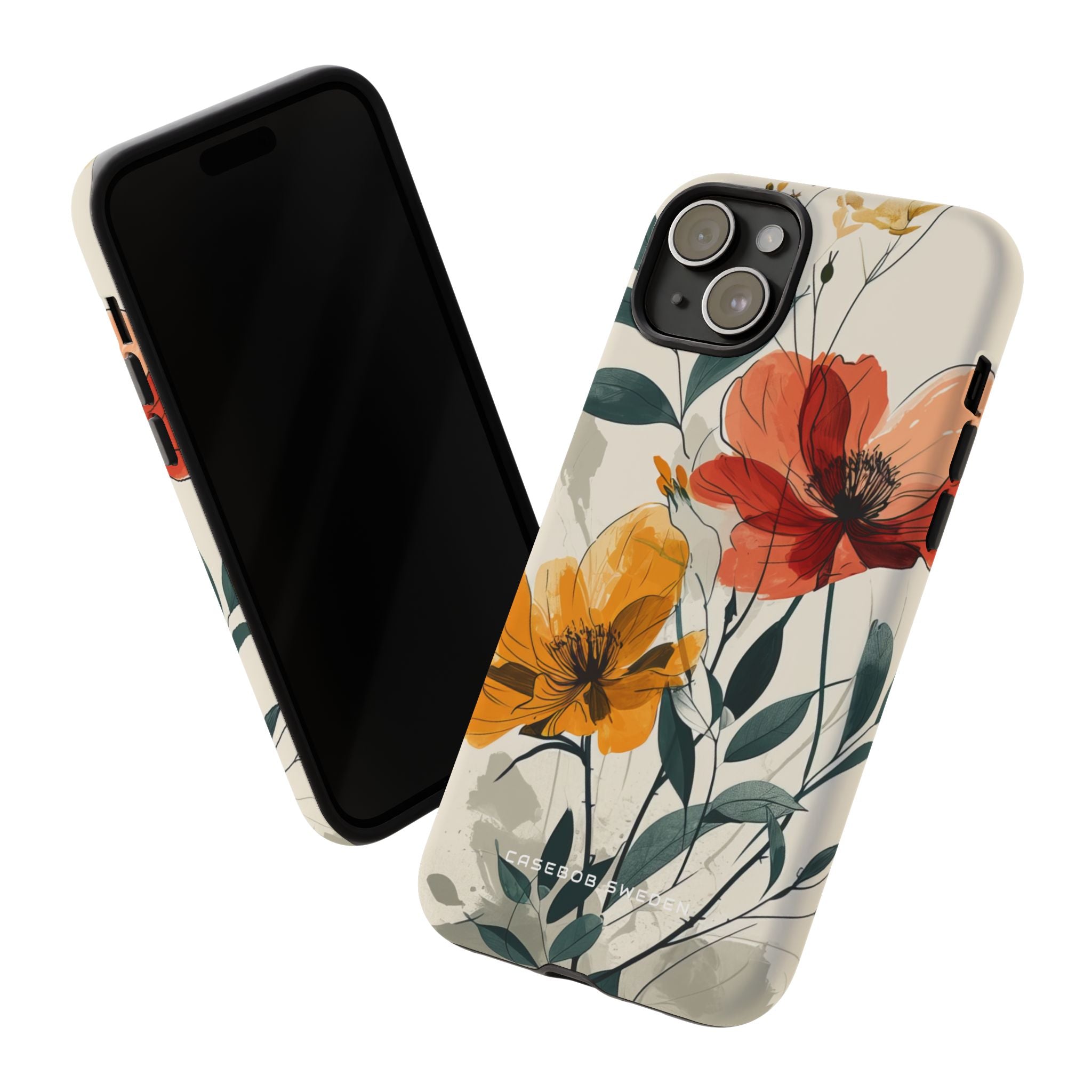 Elegant Floral Harmony iPhone 15 - Tough Phone Case