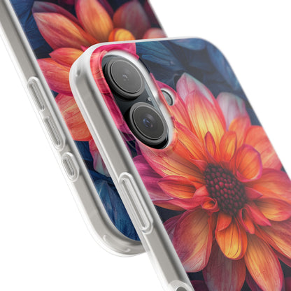 Floral Harmony Orange Blue - Flexi iPhone 16 Phone Case