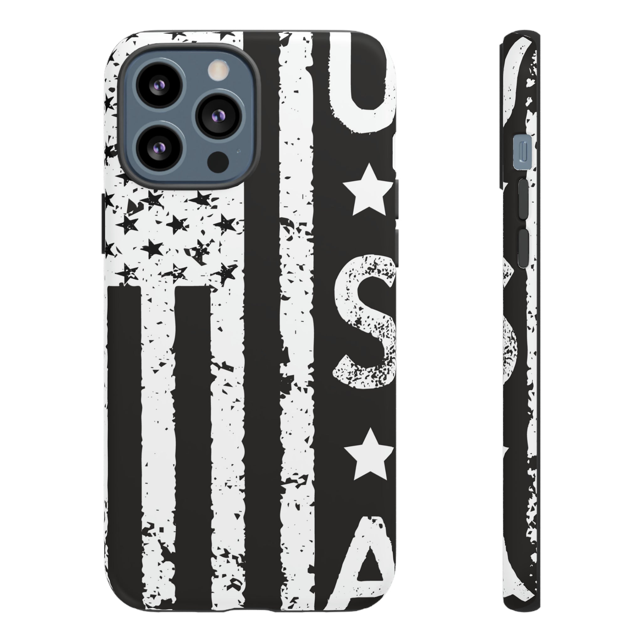 Black n White U.S Flag - Protective Phone Case