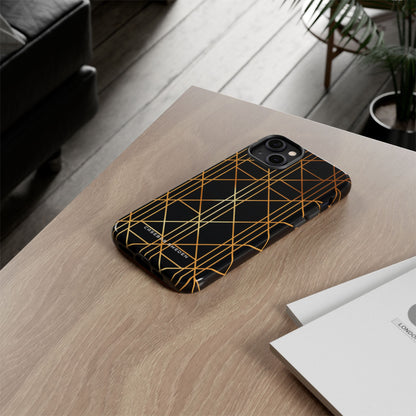 Golden Geometric Elegance iPhone 14 - Tough Phone Case