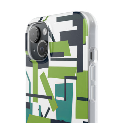 Green Geometry Glide iPhone 15 - Flexi Phone Case