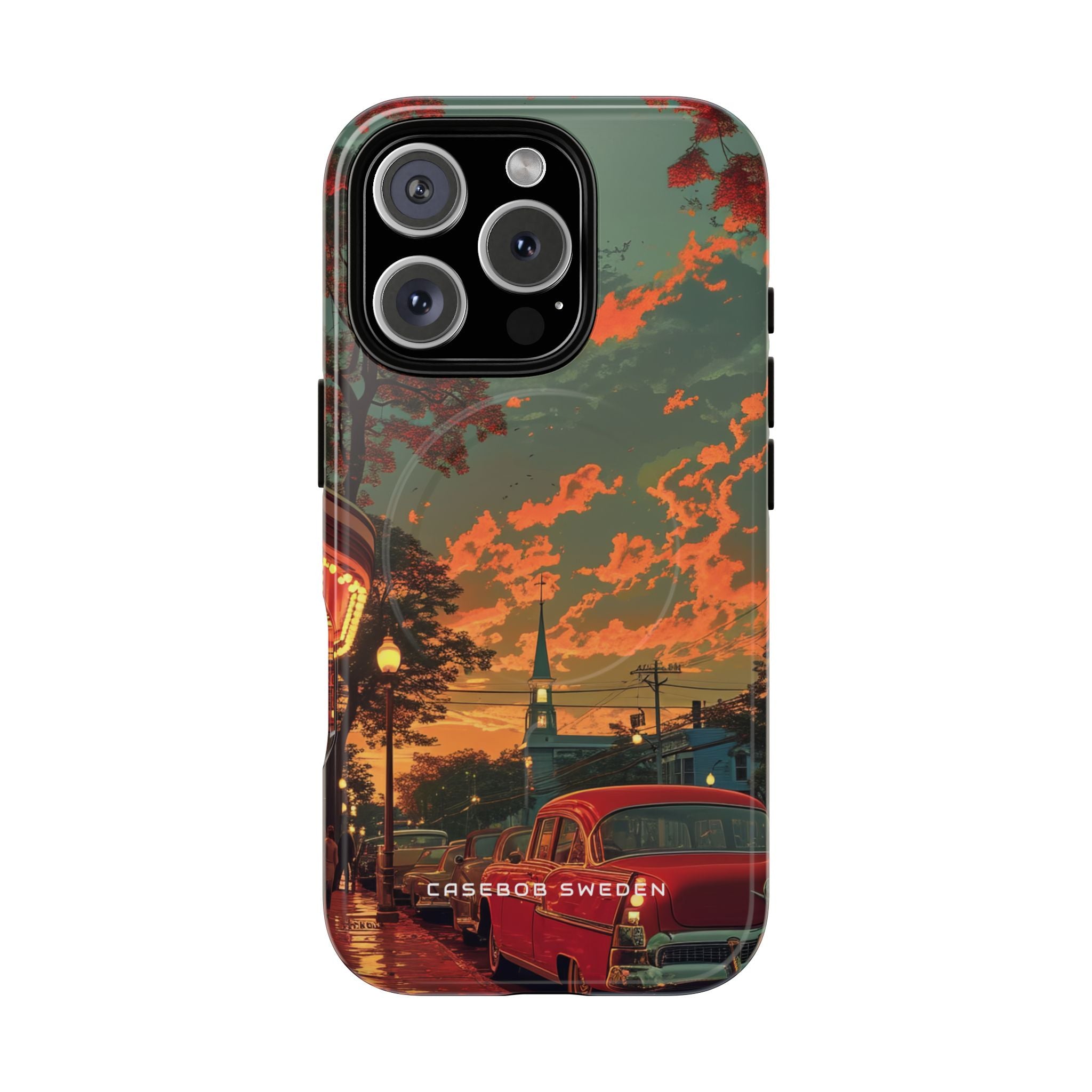 Mid-Century Nostalgia Streetscape iPhone 16 | Tough+ Phone Case