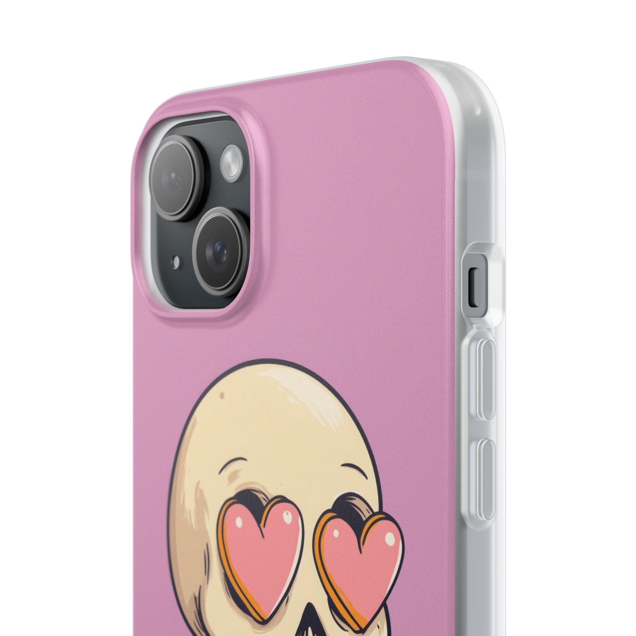 Heart Eyed Skull iPhone 15 Plus Case - Soft