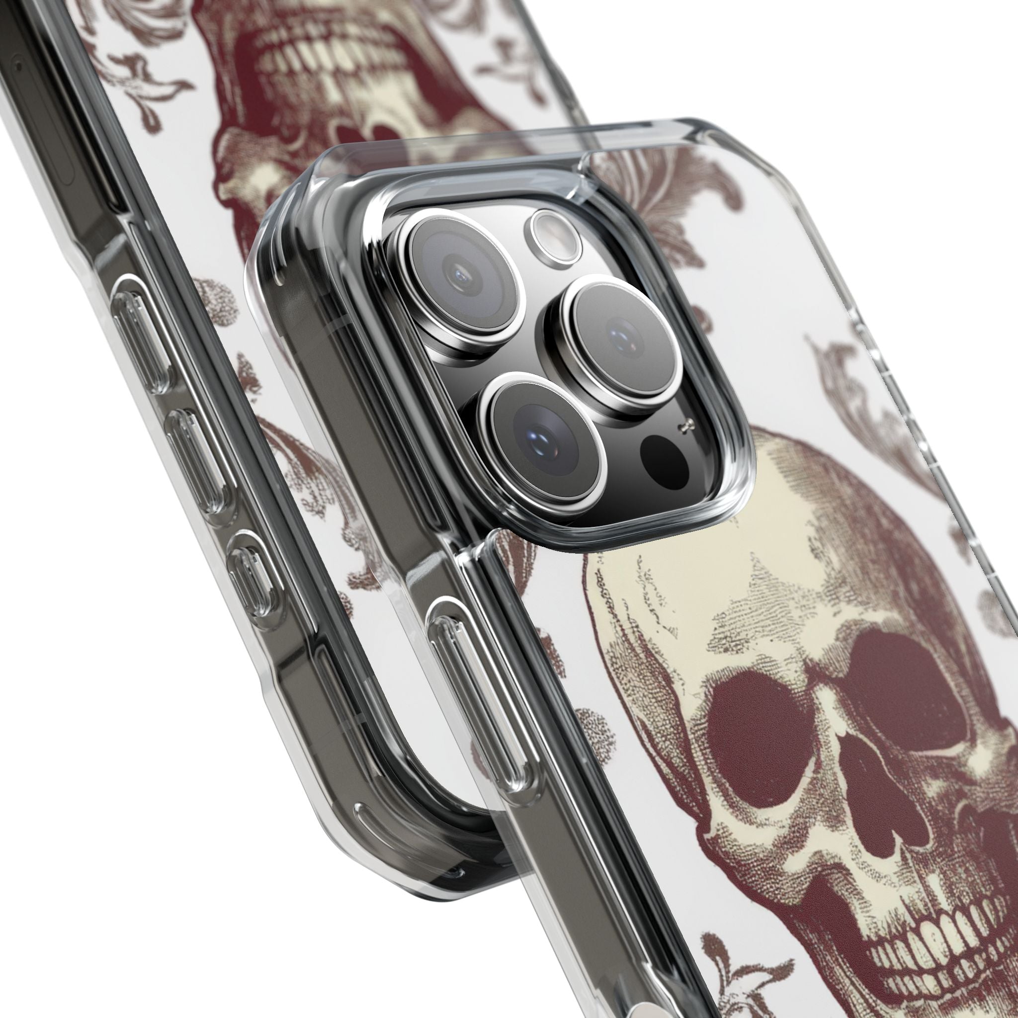 Gothic Skulls and Ornate Foliage iPhone 16 - Clear Impact Phone Case