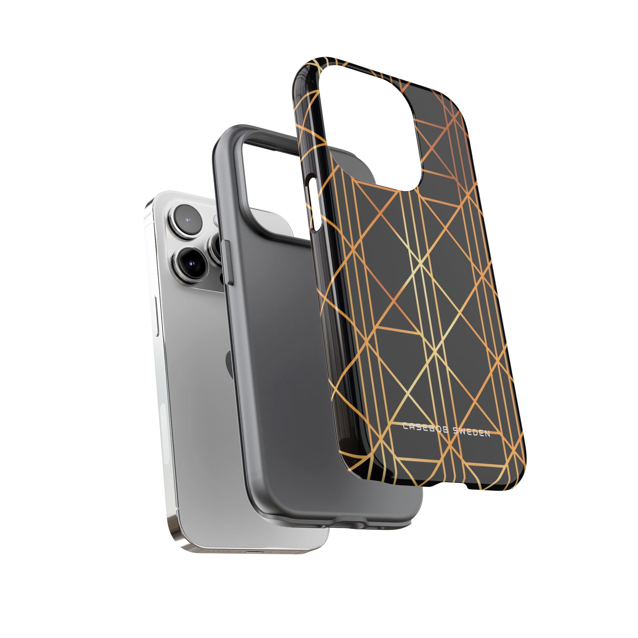 Golden Geometric Elegance iPhone 14 - Tough Phone Case