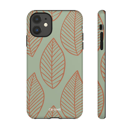 Mint and Orange Leaves - iPhone Case