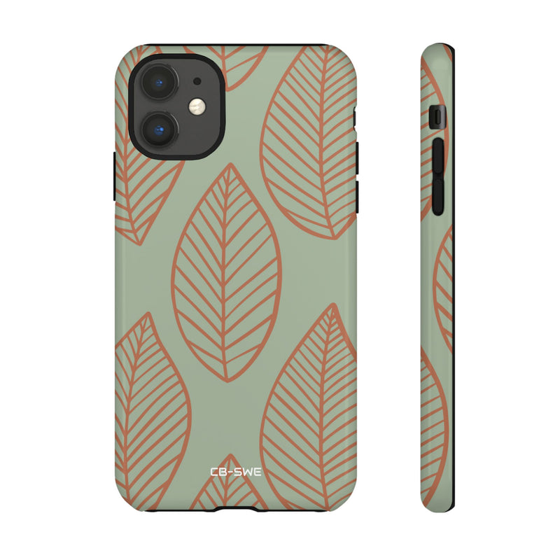 Mint and Orange Leaves - iPhone Case