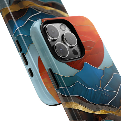 Sunset Geometry Waves - iPhone Case