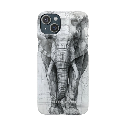 Elephant Line Geometry iPhone 15 - Slim Phone Case