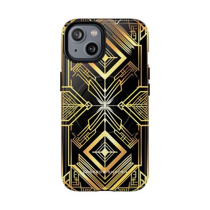 Golden Geometric Opulence iPhone 14 | Tough+ Phone Case