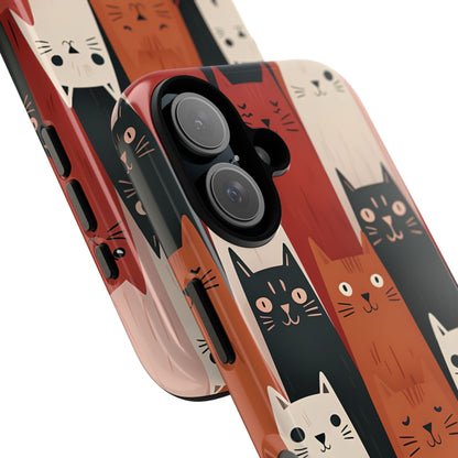 Elongated Cats Black iPhone 16 Case - Tough