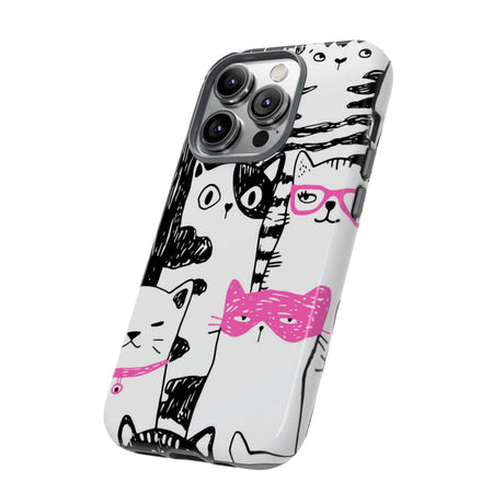 CASEBOB Phone Case Black & Pink Cat Pattern iPhone Case (Protective)