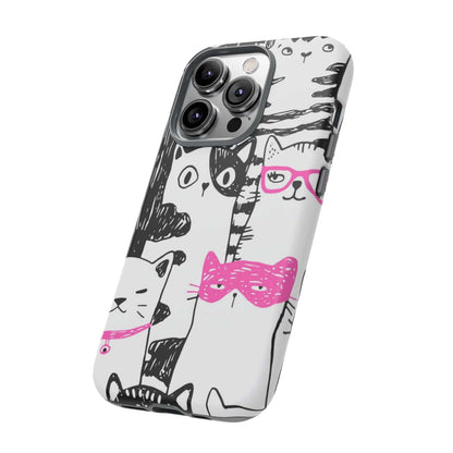 CASEBOB Phone Case Black & Pink Cat Pattern iPhone Case (Protective)