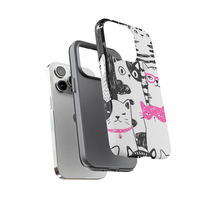 CASEBOB Phone Case Black & Pink Cat Pattern iPhone Case (Protective)