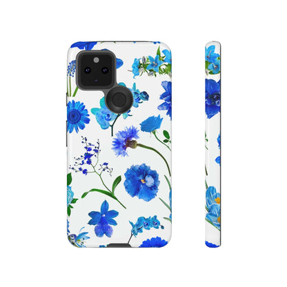 CASEBOB Phone Case Google Pixel 5 5G / Glossy Vintage Flowers Blue Android Case (Protective)