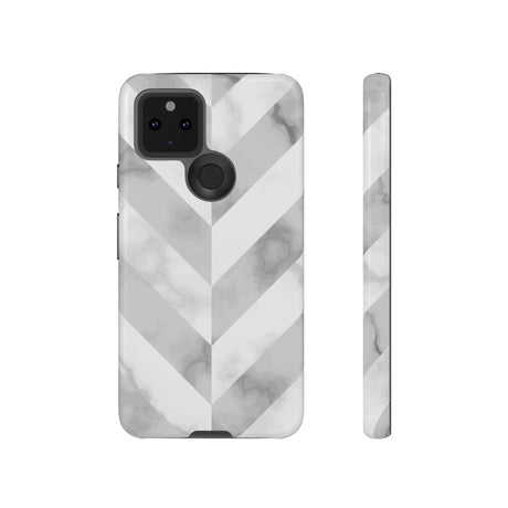 CASEBOB Phone Case Google Pixel 5 5G / Glossy White Herringbone Android Case (Protective)