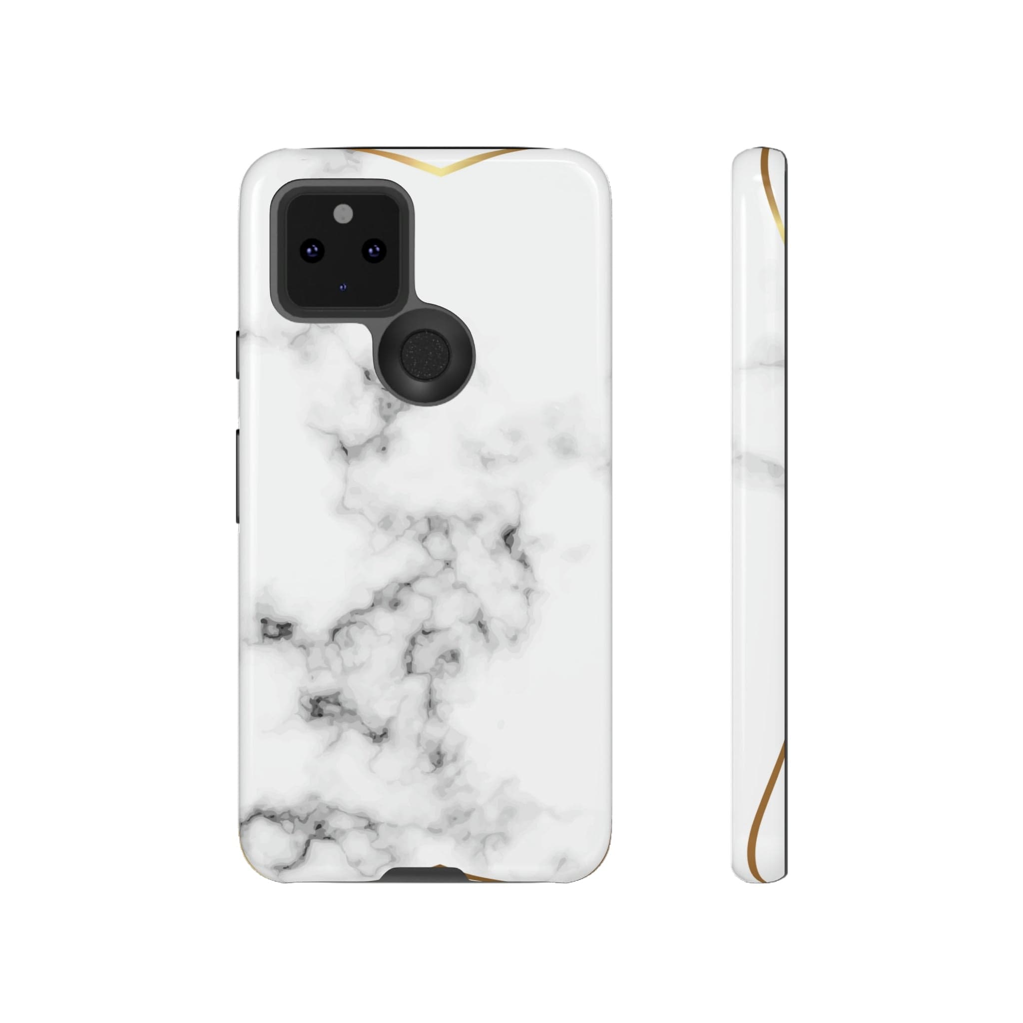 CASEBOB Phone Case Google Pixel 5 5G / Glossy White Marble Gold Android Case (Protective)