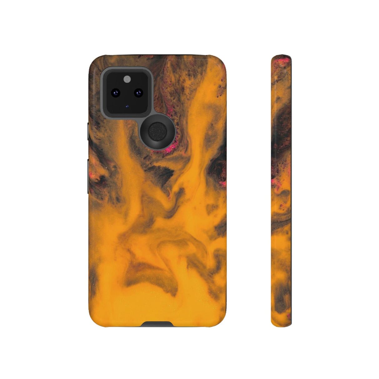 CASEBOB Phone Case Google Pixel 5 5G / Glossy Yellow Flame Ink Art Android Case (Protective)