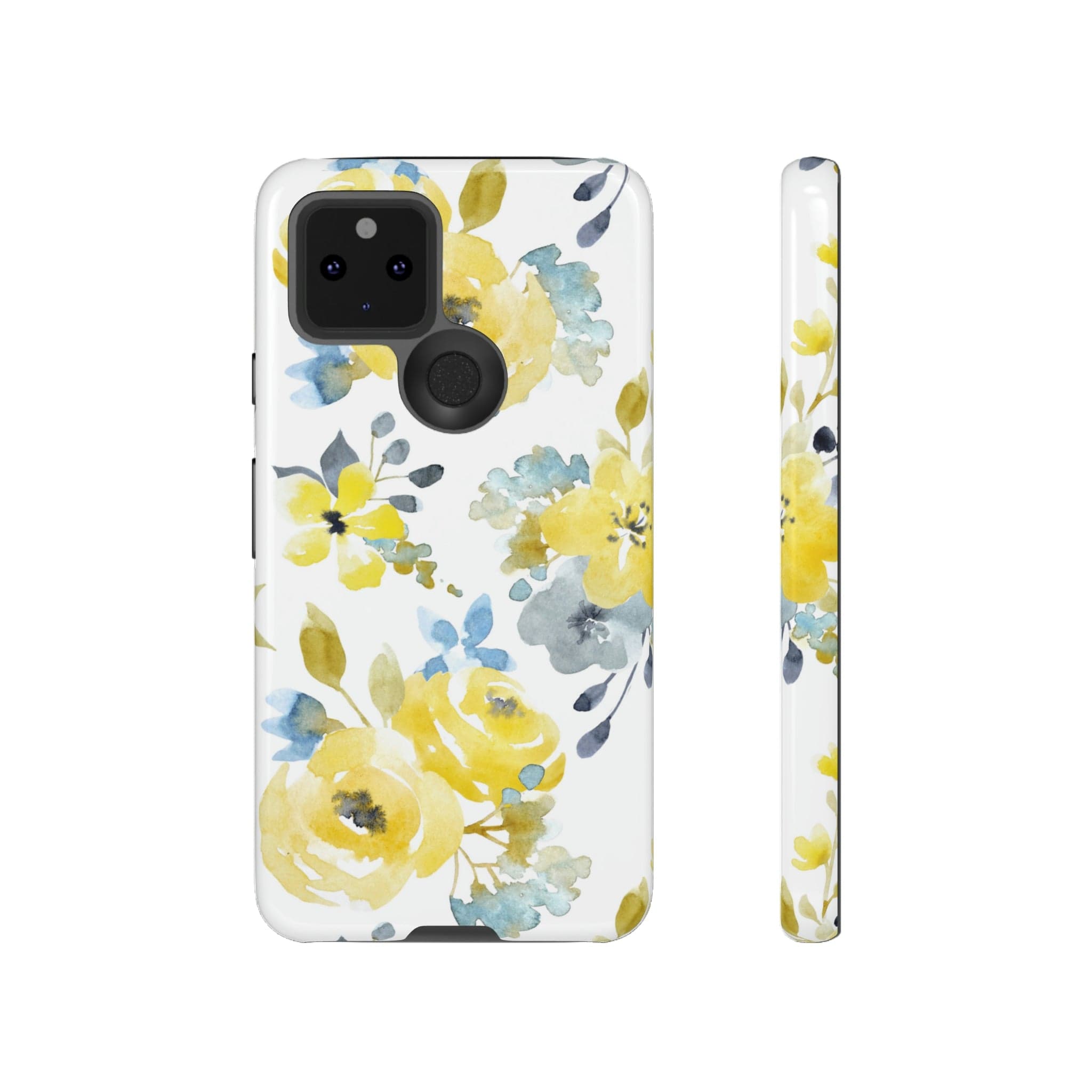 CASEBOB Phone Case Google Pixel 5 5G / Glossy Yellow Floral Android Case (Protective)