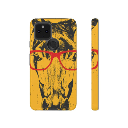 CASEBOB Phone Case Google Pixel 5 5G / Glossy Yellow Horse Glasses Android Case (Protective)