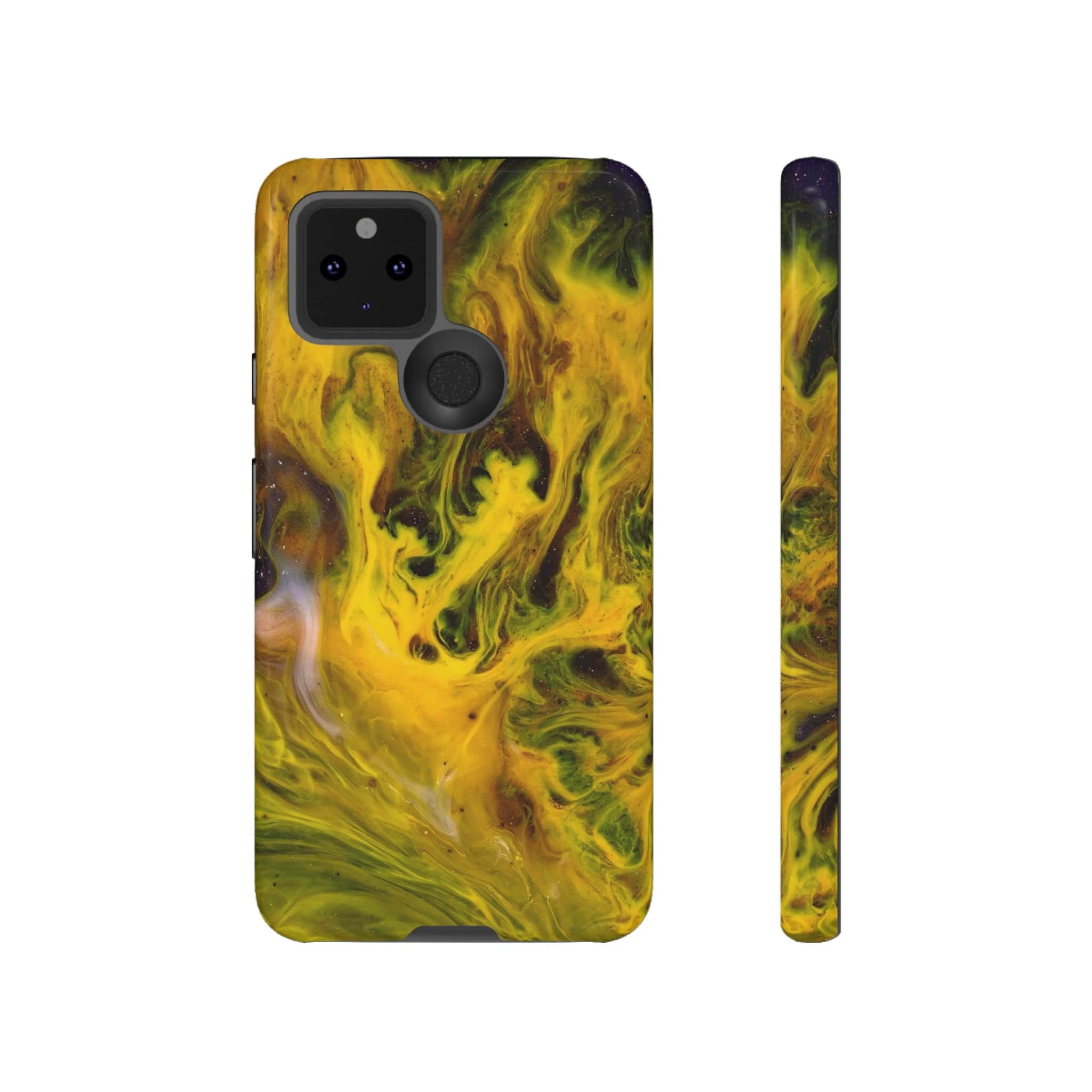 CASEBOB Phone Case Google Pixel 5 5G / Glossy Yellow Liquid Ink Art Android Case (Protective)