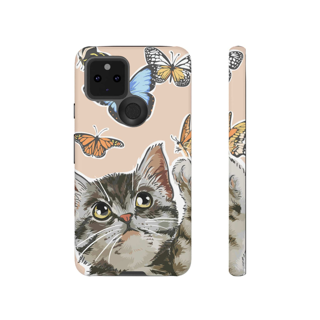 CASEBOB Phone Case Google Pixel 5 5G / Matte Cute Cat Butterflies Android Case (Protective)