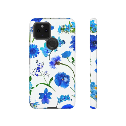 CASEBOB Phone Case Google Pixel 5 5G / Matte Vintage Flowers Blue Android Case (Protective)