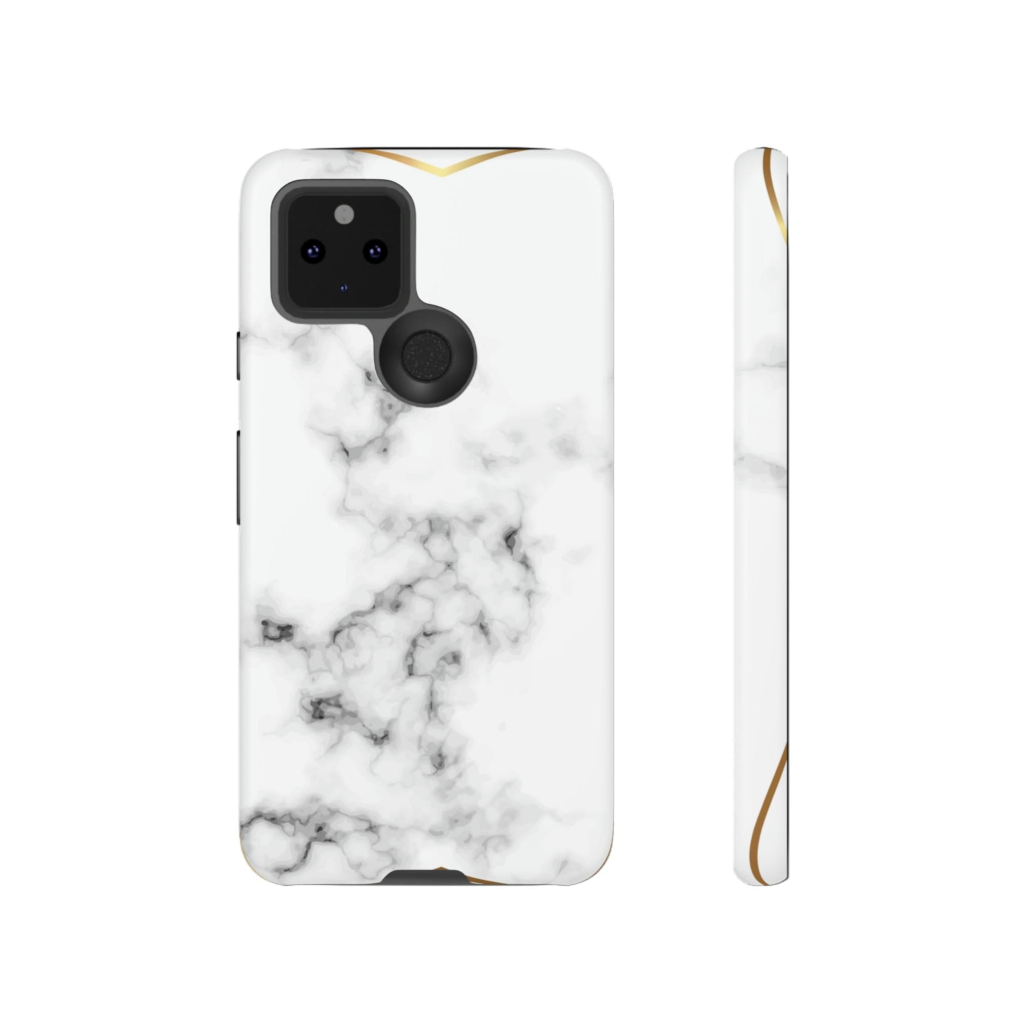 CASEBOB Phone Case Google Pixel 5 5G / Matte White Marble Gold Android Case (Protective)