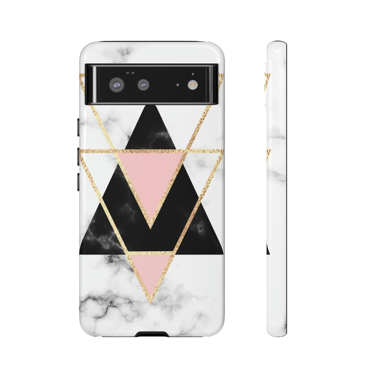 CASEBOB Phone Case Google Pixel 6 / Glossy Marble Triangles Android Case (Protective)