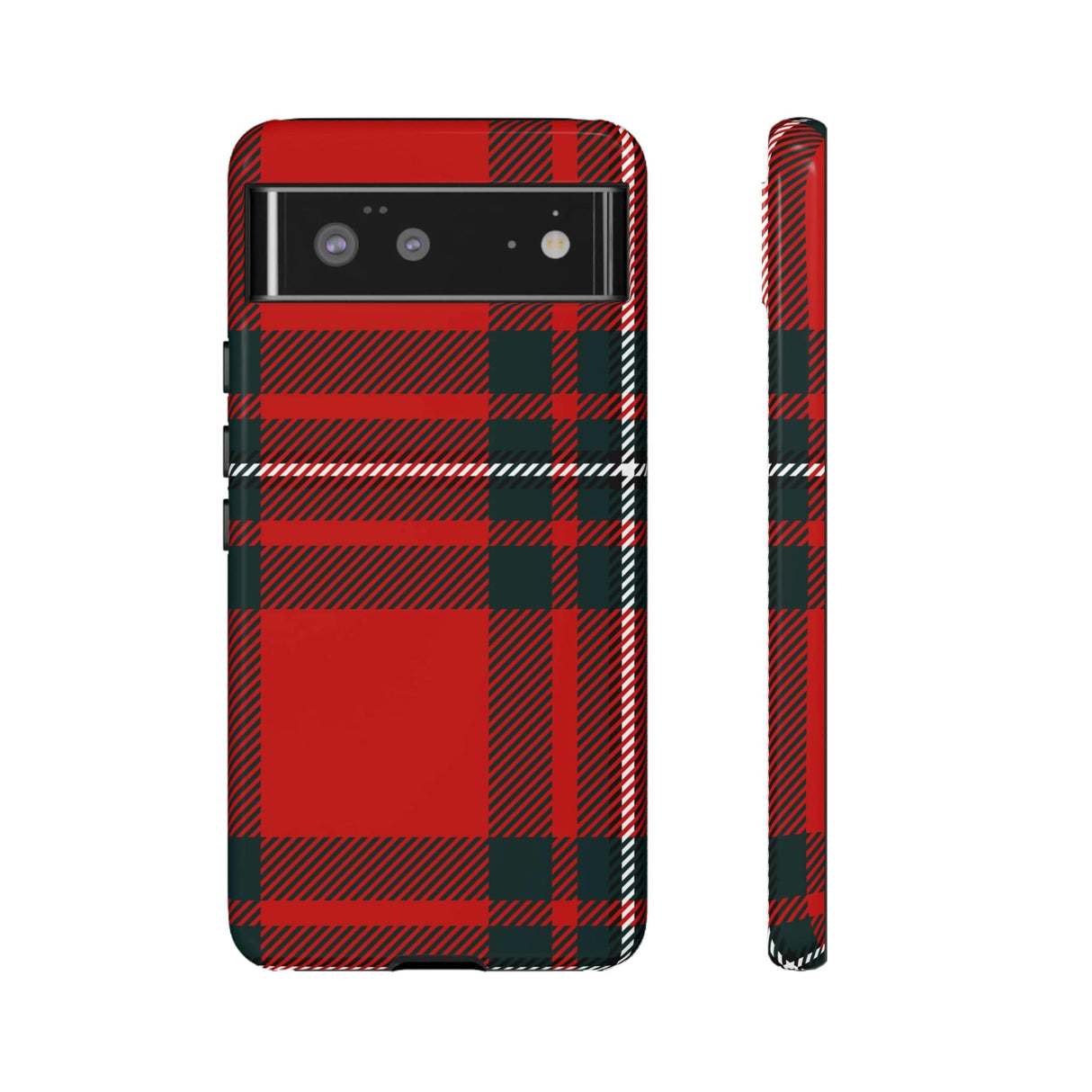 CASEBOB Phone Case Google Pixel 6 / Glossy Plaid Pattern Red Android Case (Protective)