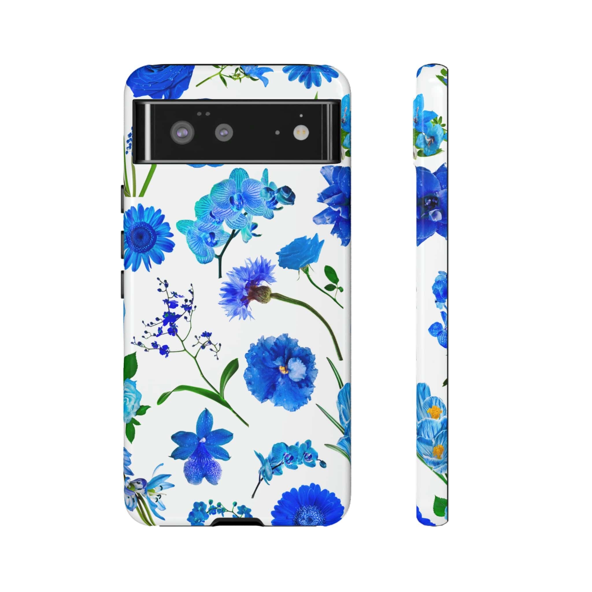 CASEBOB Phone Case Google Pixel 6 / Glossy Vintage Flowers Blue Android Case (Protective)