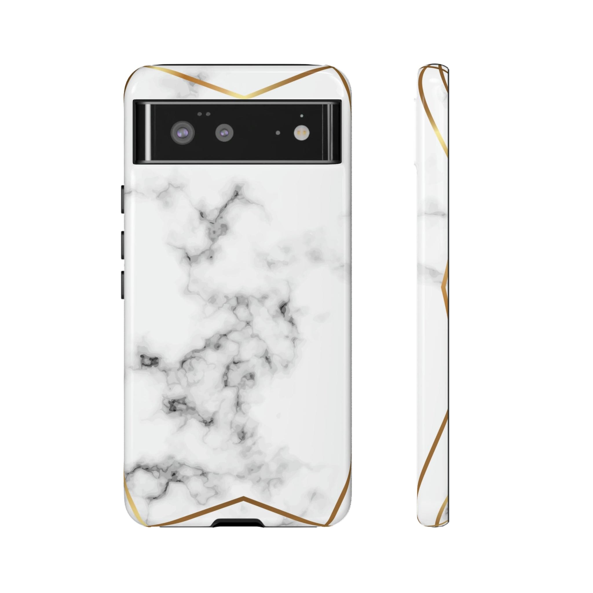 CASEBOB Phone Case Google Pixel 6 / Glossy White Marble Gold Android Case (Protective)