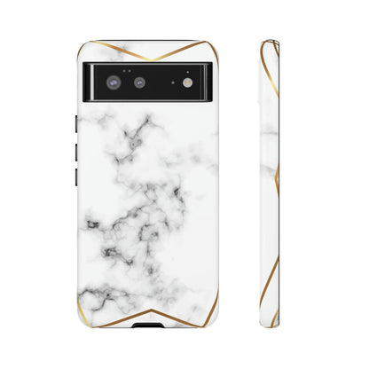 CASEBOB Phone Case Google Pixel 6 / Matte White Marble Gold Android Case (Protective)