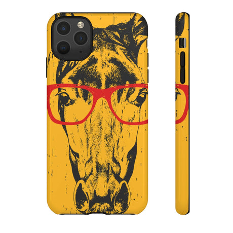 CASEBOB Phone Case iPhone 11 Pro Max / Glossy Yellow Horse Glasses iPhone Case (Protective)