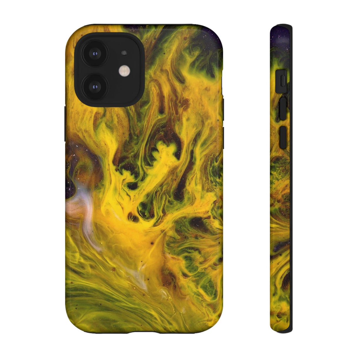 CASEBOB Phone Case iPhone 12 / Glossy Yellow Liquid Ink Art iPhone Case (Protective)