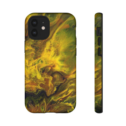 CASEBOB Phone Case iPhone 12 Mini / Glossy Yellow Flame Ink Art iPhone Case (Protective)