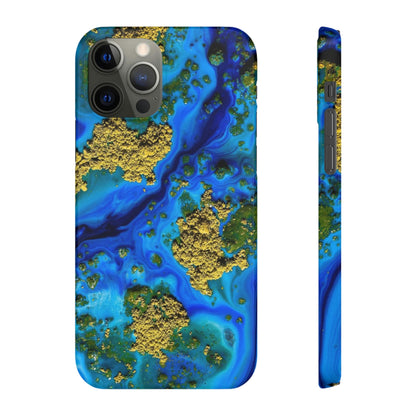 CASEBOB Phone Case iPhone 12 Pro / Glossy Blue Clear Ocean Ink Art iPhone Case (Slim)