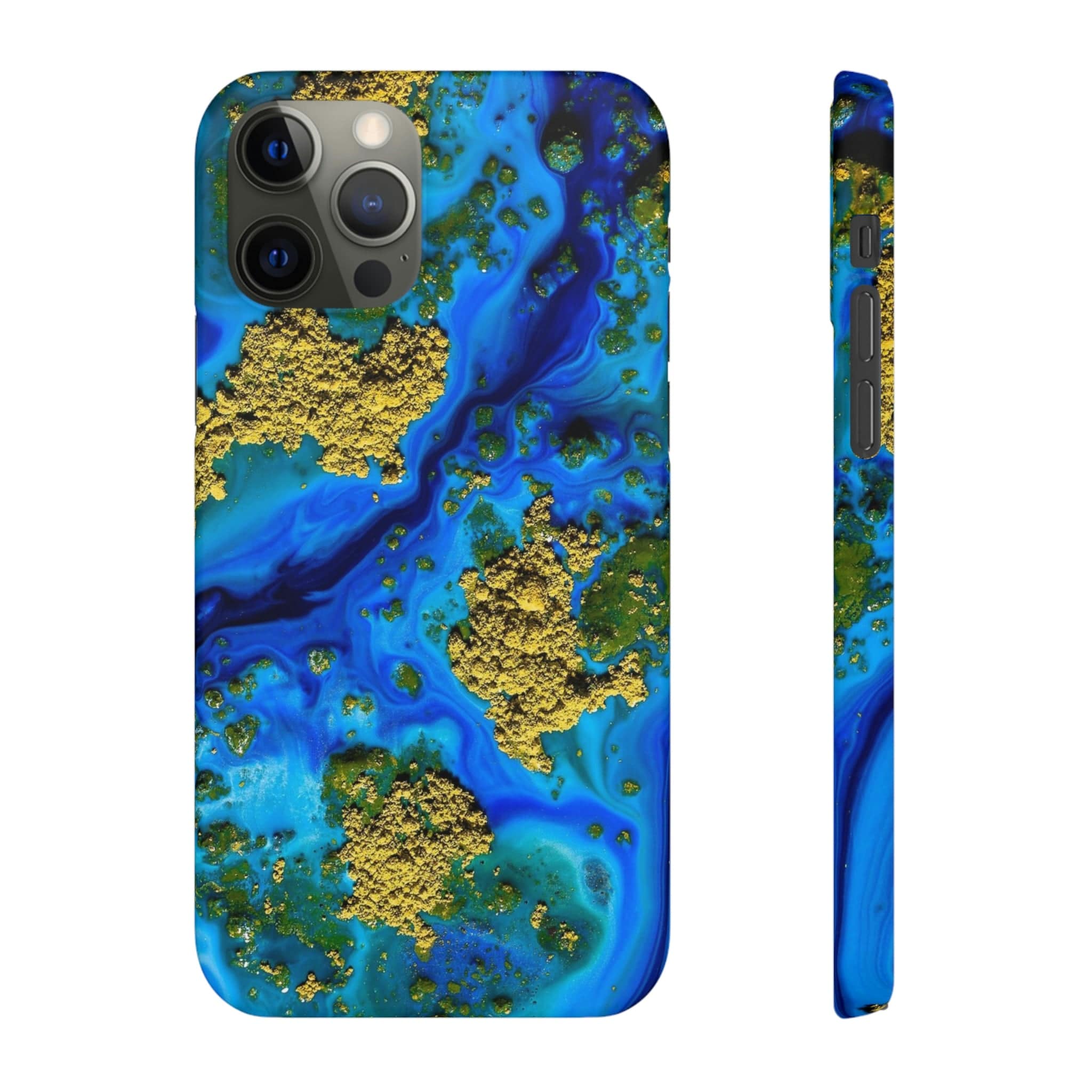 CASEBOB Phone Case iPhone 12 Pro / Matte Blue Clear Ocean Ink Art iPhone Case (Slim)