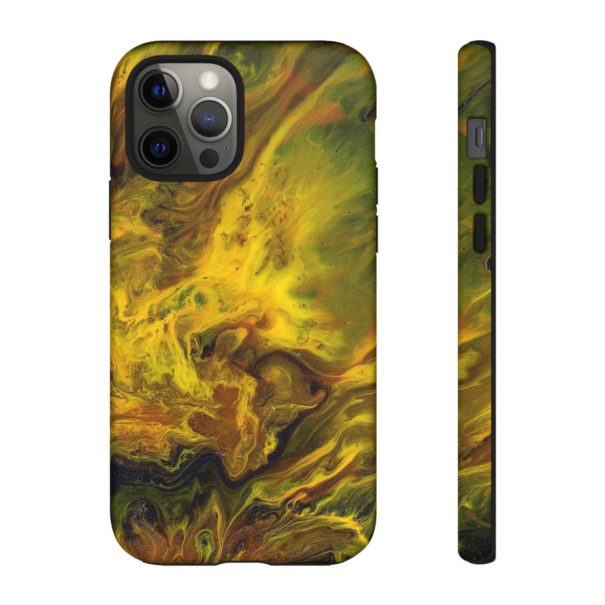 CASEBOB Phone Case iPhone 12 Pro / Matte Yellow Flame Ink Art iPhone Case (Protective)