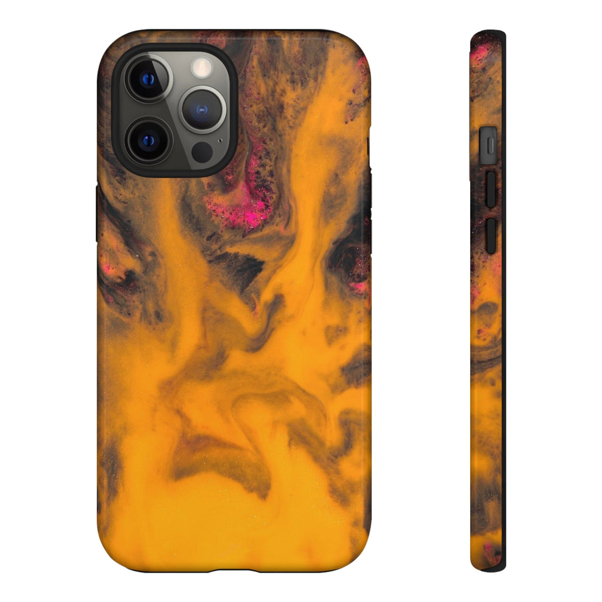 CASEBOB Phone Case iPhone 12 Pro Max / Glossy Yellow Flame Ink Art iPhone Case (Protective)