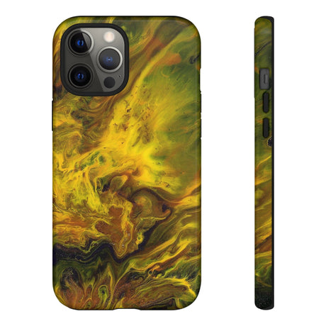 CASEBOB Phone Case iPhone 12 Pro Max / Glossy Yellow Flame Ink Art iPhone Case (Protective)