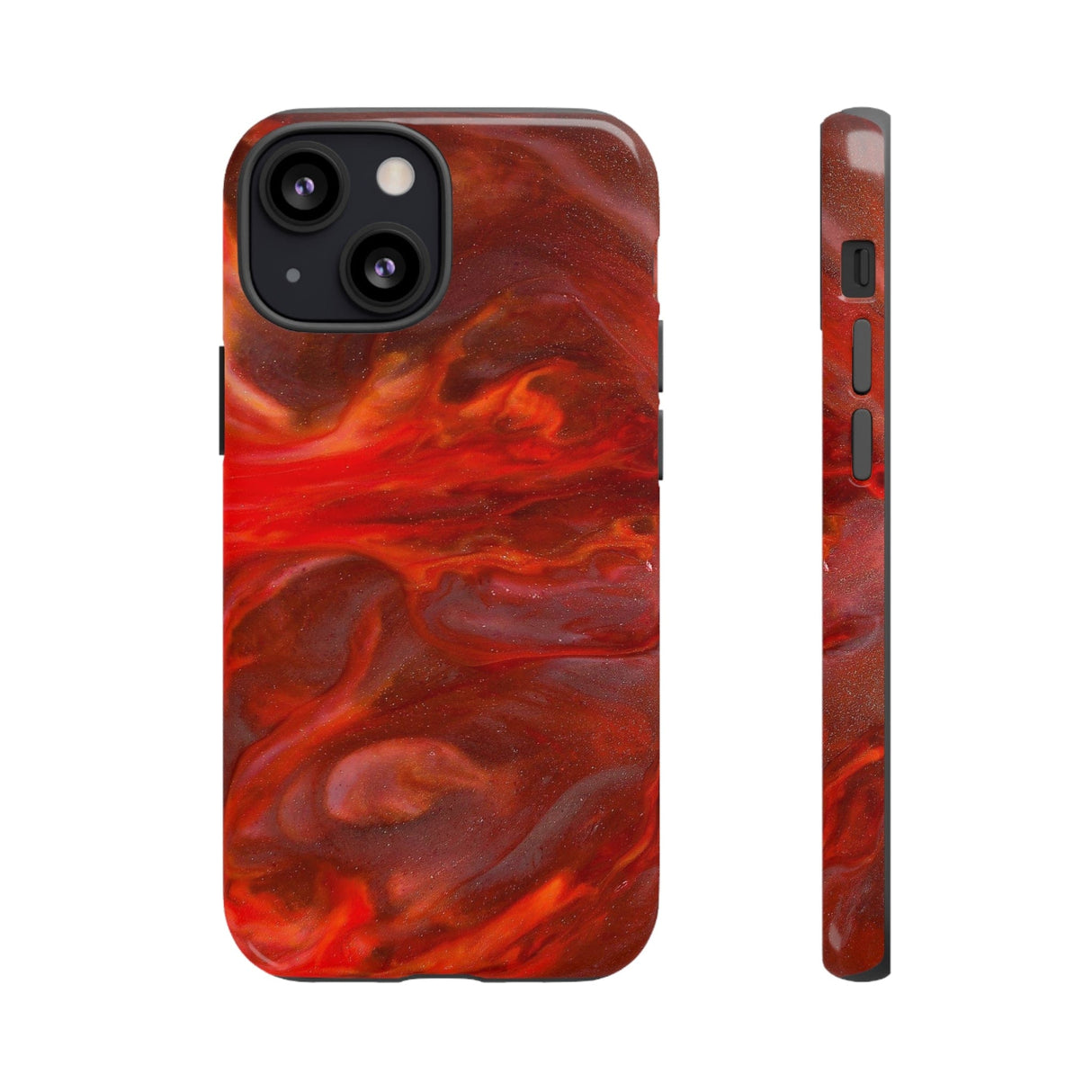 CASEBOB Phone Case iPhone 13 Mini / Glossy Warm Flames Ink Art iPhone Case (Protective)