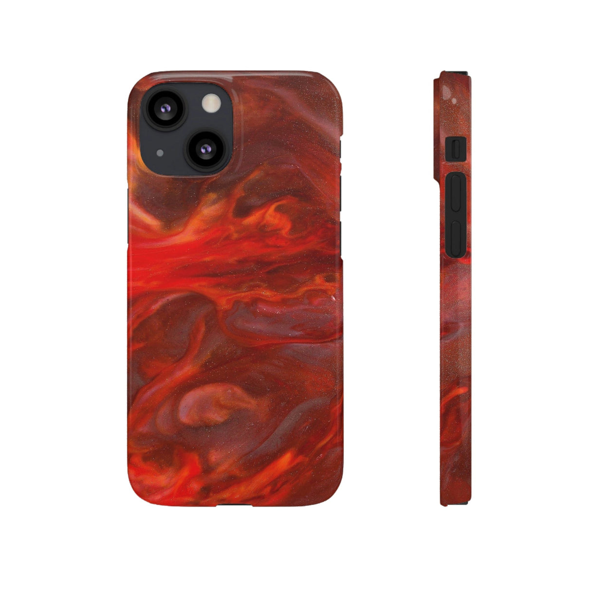 CASEBOB Phone Case iPhone 13 Mini / Glossy Warm Flames Ink Art iPhone Case (Slim)