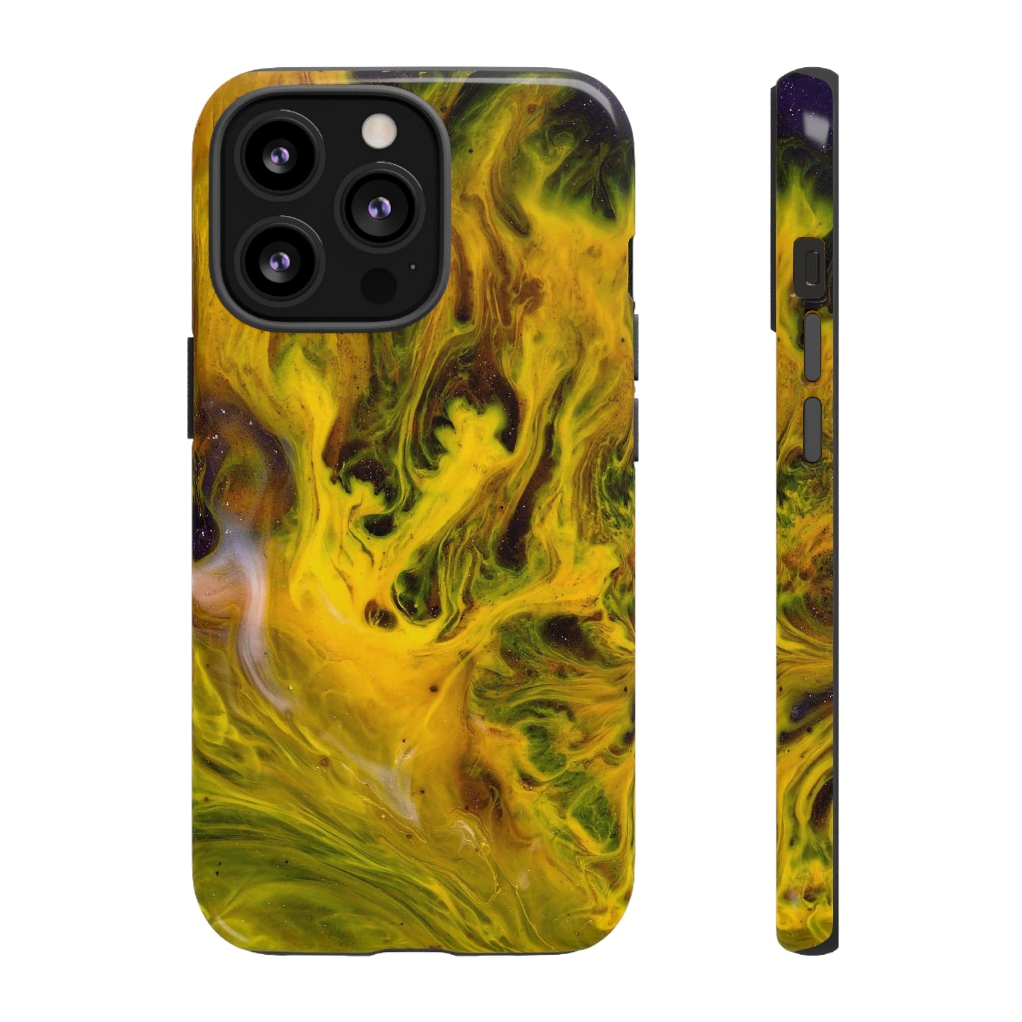 CASEBOB Phone Case iPhone 13 Pro / Glossy Yellow Liquid Ink Art iPhone Case (Protective)