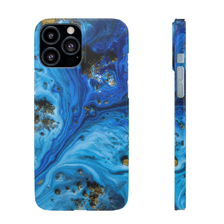 CASEBOB Phone Case iPhone 13 Pro Max / Glossy Blue Ice Melt Ink Art iPhone Case (Slim)