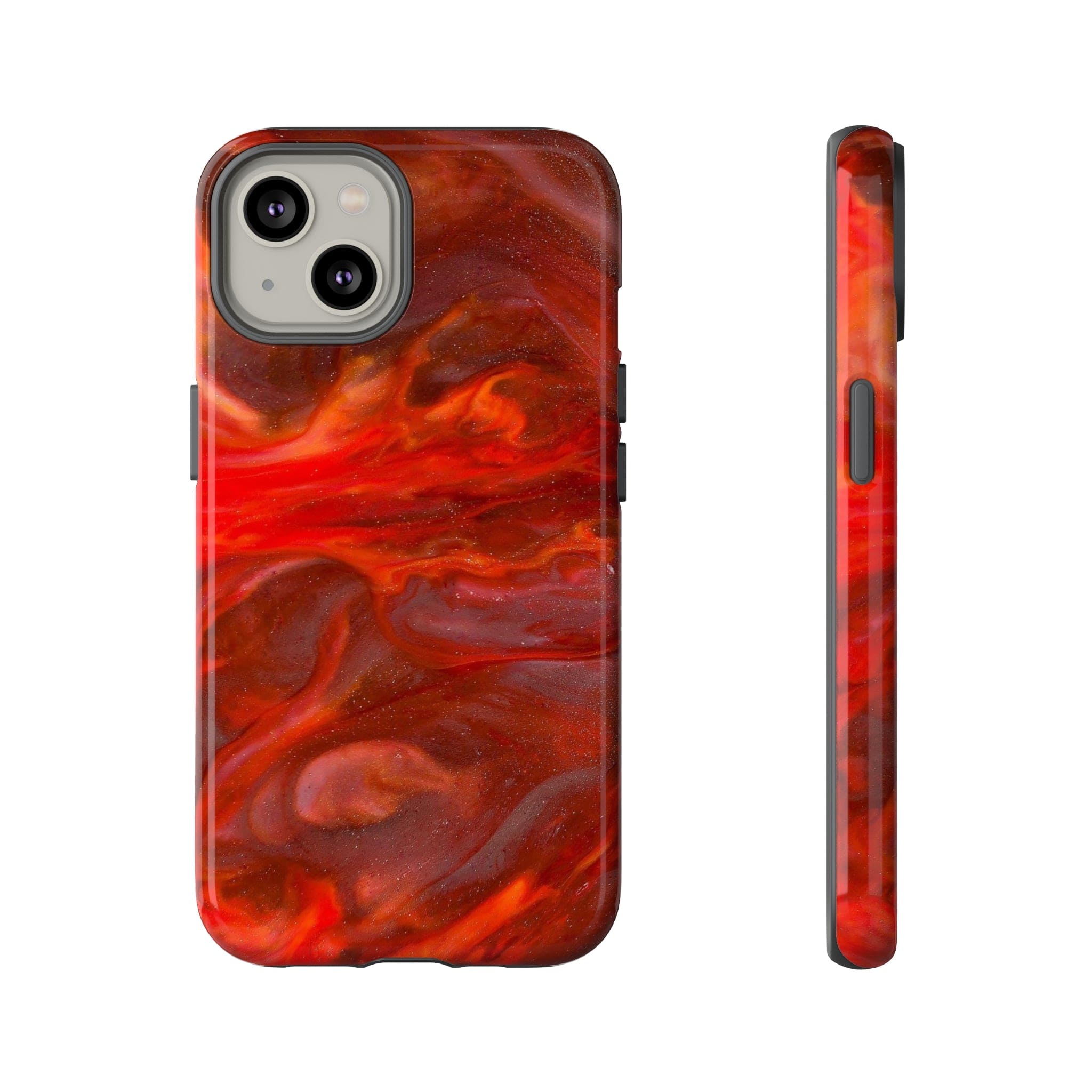 CASEBOB Phone Case iPhone 14 / Glossy Warm Flames Ink Art iPhone Case (Protective)