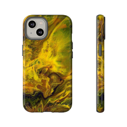 CASEBOB Phone Case iPhone 14 / Glossy Yellow Flame Ink Art iPhone Case (Protective)